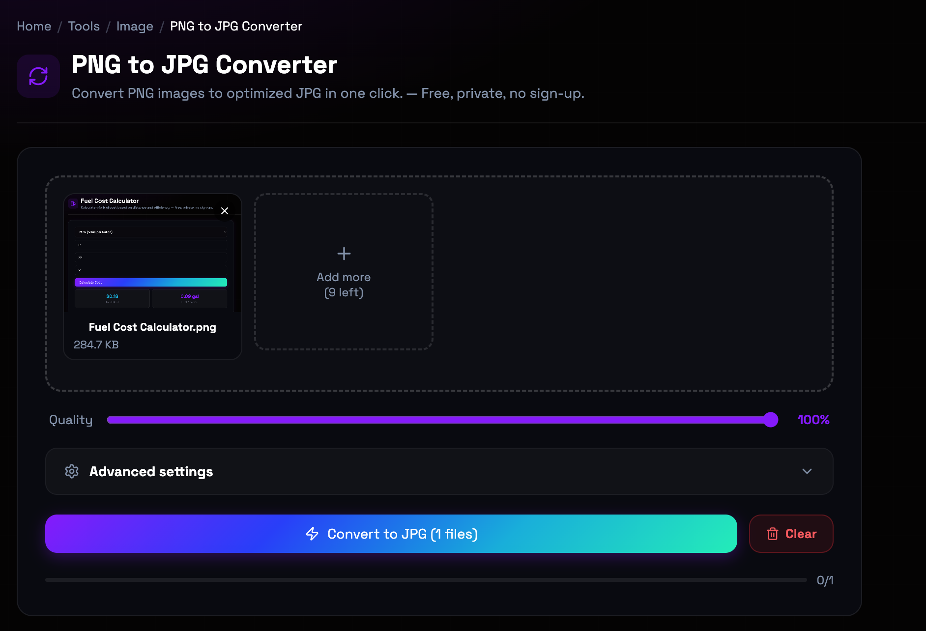 How to use PNG to JPG Converter online — free, fast, and private